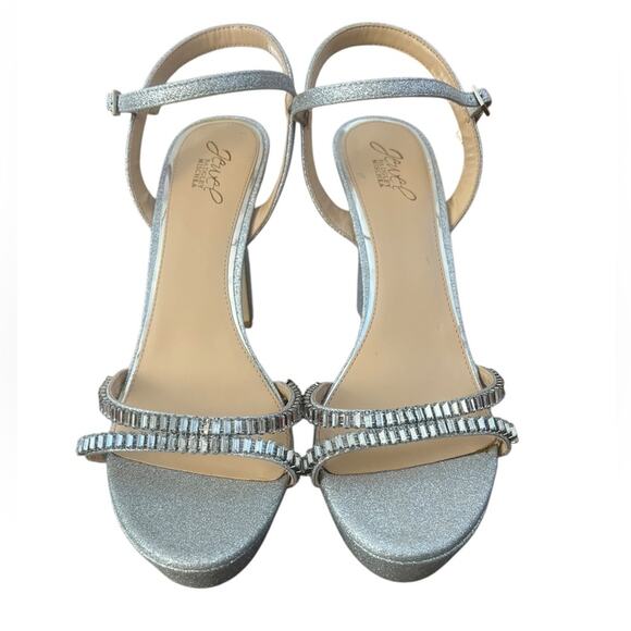 *Jewel Badgley Mischka Galllant Platform Evening Silver Glitter Sandals – Sz 11 - Picture 6 of 12